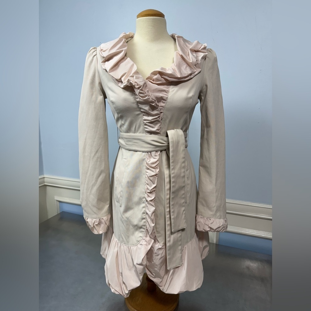 Bebe Vtg Ruffled coquette trench coat